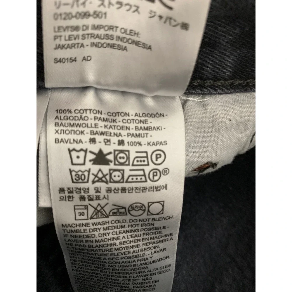Levis 501 Jeans Mens 36x28 Black Straight Leg Button Fly Fade (Tag 36x30)